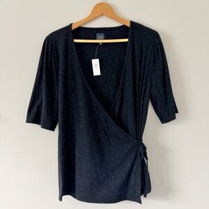 GAP Black Sparkle Wrap Top XL Tall